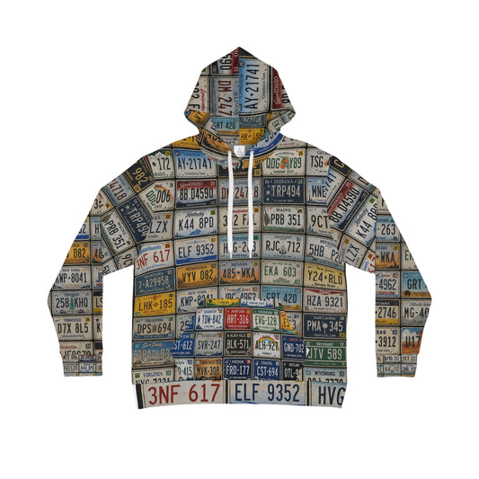 License Plate Collage Hoodie — Vintage Road Trip Streetwear