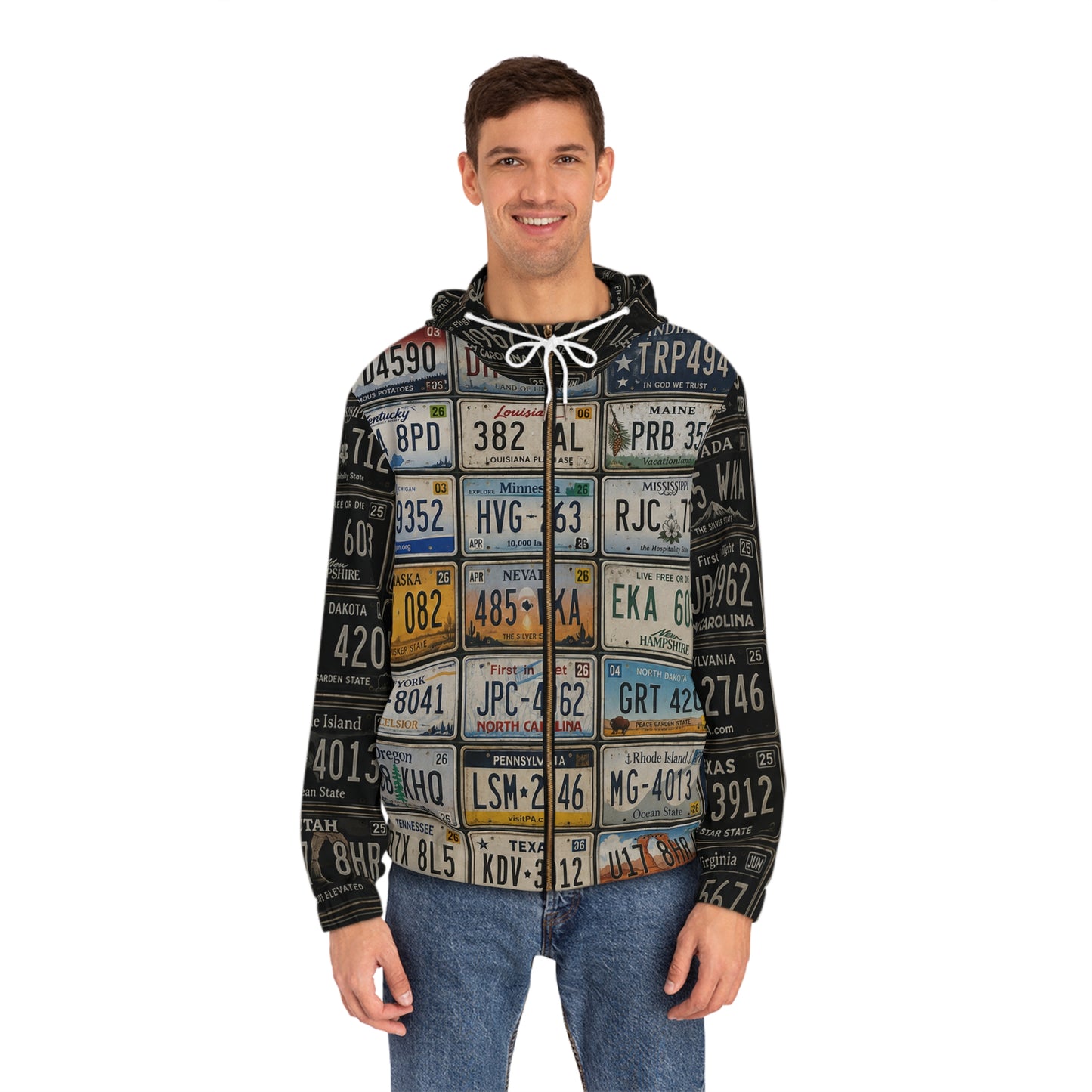 License Plate Collage Full-Zip Hoodie