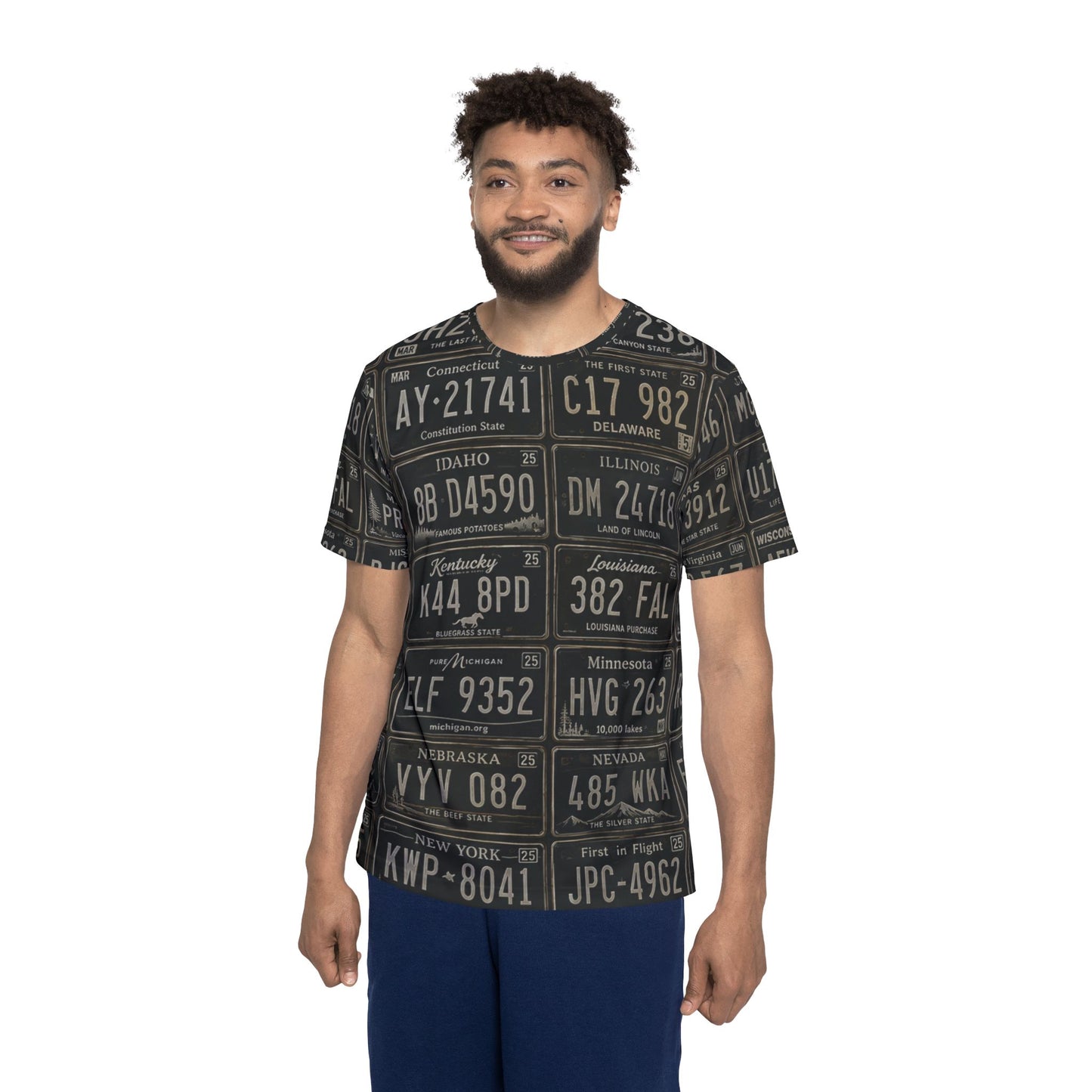Vintage License Plate All-Over Print Men's Sports Jersey