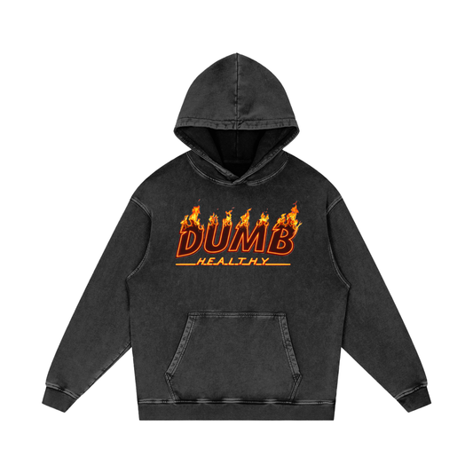 DH weber colab Snow Washed Loose Cotton Hoodie