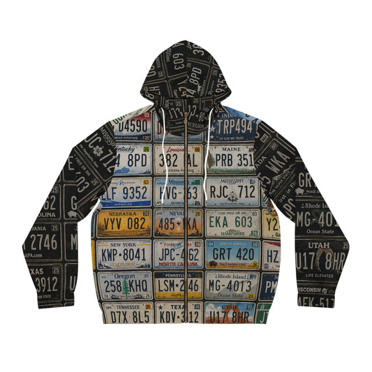 License Plate Collage Full-Zip Hoodie