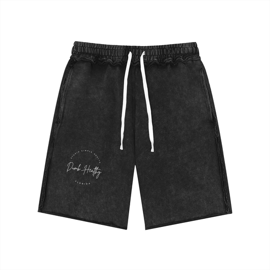 Unisex Mineral Wash Raw Edge Shorts
