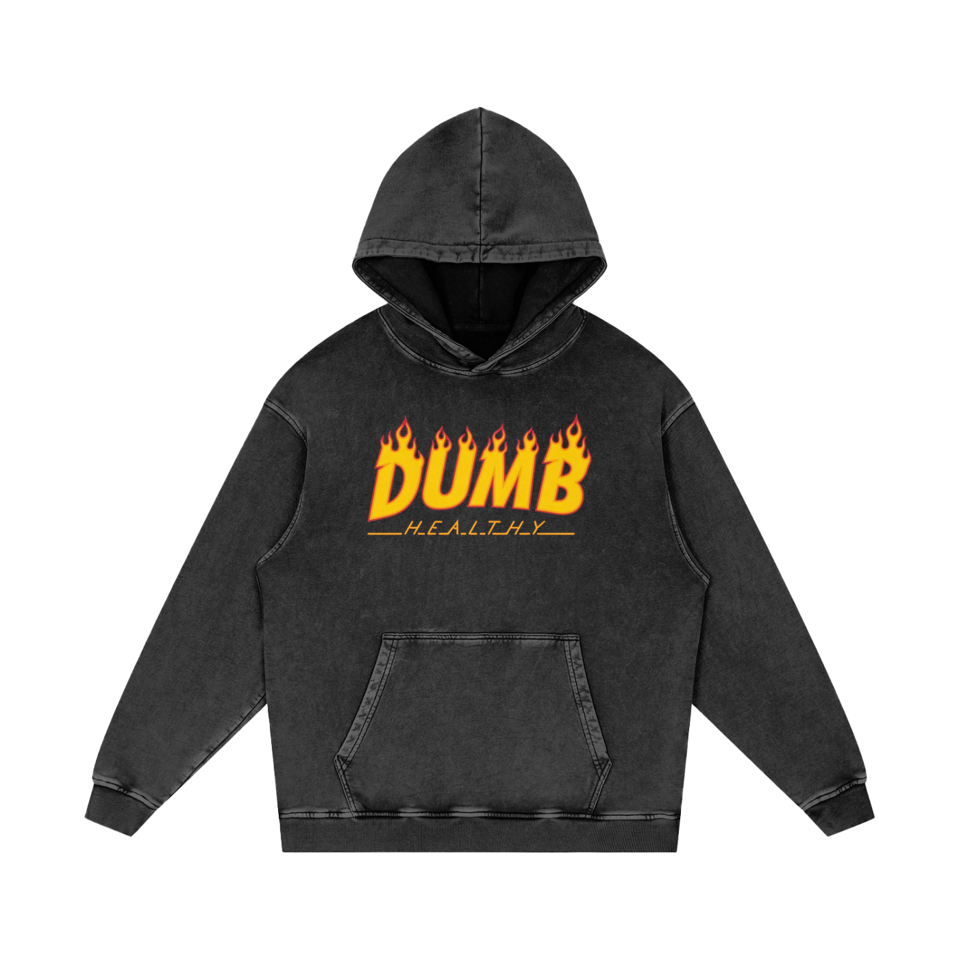 Weber x Dumb Healthy Snow Washed Loose Cotton Hoodie