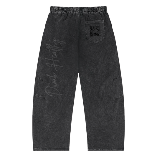 Snow Wash Drawstring Cotton Pants