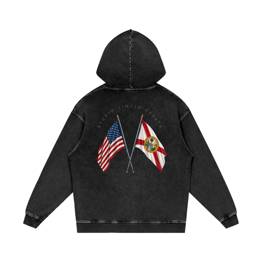 Snow Washed Loose Cotton Hoodie