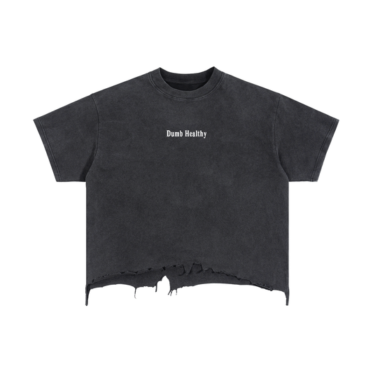Dumb Healthy Embroidered Frayed Tee