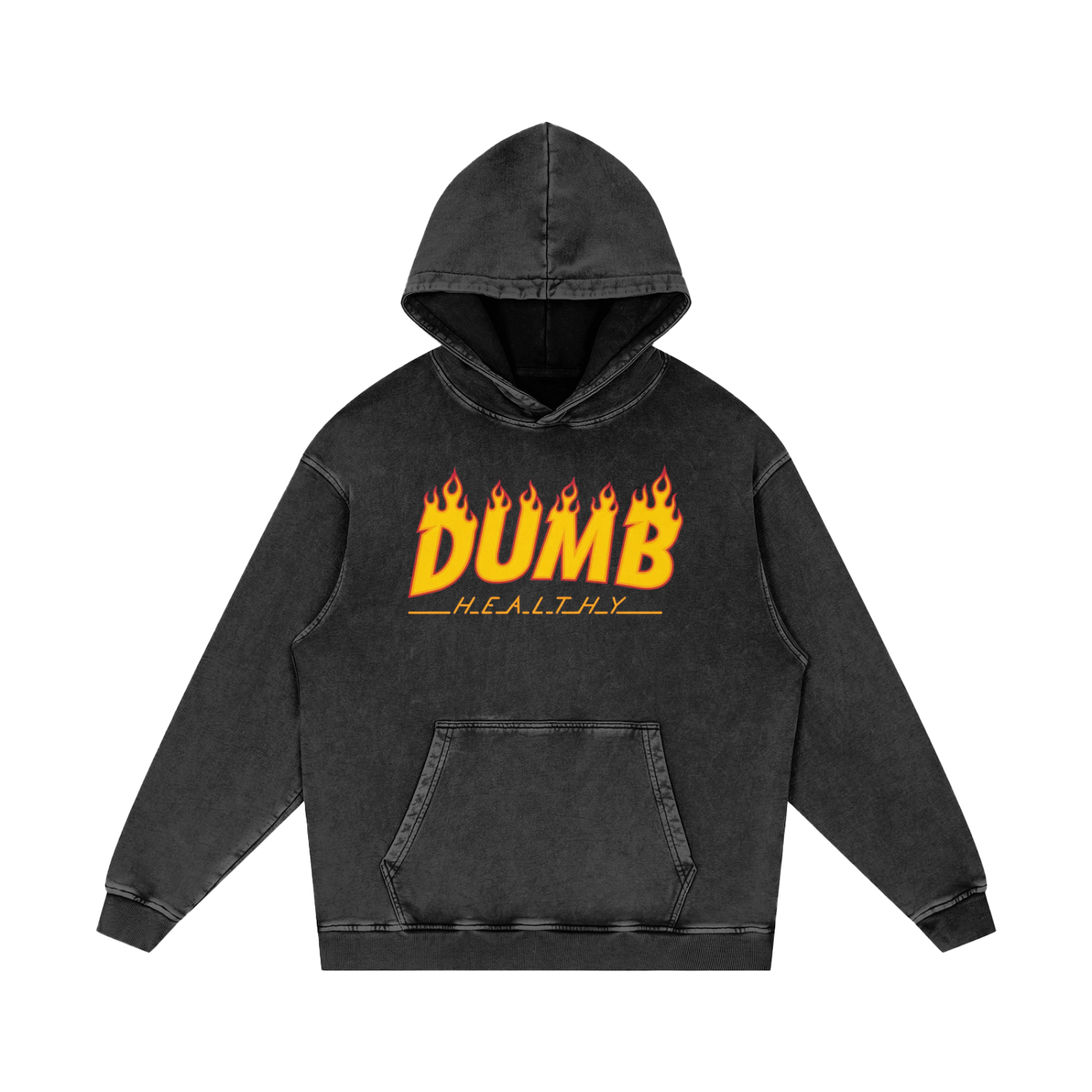 Weber x Dumb Healthy Snow Washed Loose Cotton Hoodie