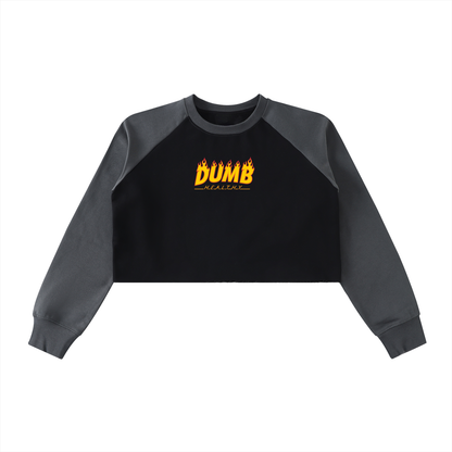 DH WEBER Raw-Hem Color-Block Raglan Crop Sweatshirt